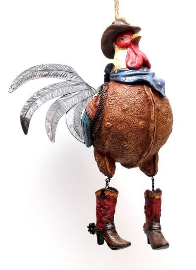 WESTERN ROOSTER BIRDHOUSE HOME GARDEN DECOR R