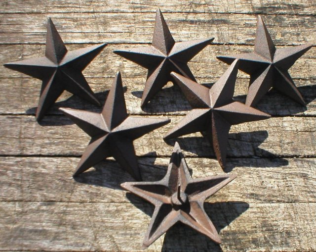 6 FIVE INCH NAIL STARS CAST IRON