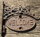 WELCOME-GO AWAY SIGN WALL HANGING BRACKET
