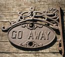 WELCOME-GO AWAY SIGN WALL HANGING BRACKET