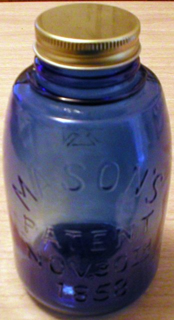 COBALT FRUIT JAR DEPRESSION STYLE GLASSWARE