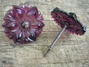 DARK AMETHYST CURTAIN TIEBACKS ONE PAIR GLASS