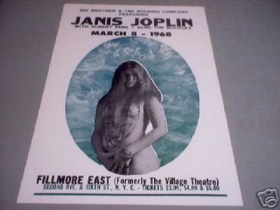 JANIS JOPLIN 1968 CONCERT POSTER AD PICTURE J