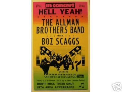 ALLMAN BROTHERS BAND SAN DIEGO 1974 CONCERT ADV POSTER