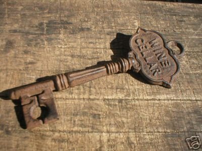 WINE CELLAR KEY LARGE CAST IRON