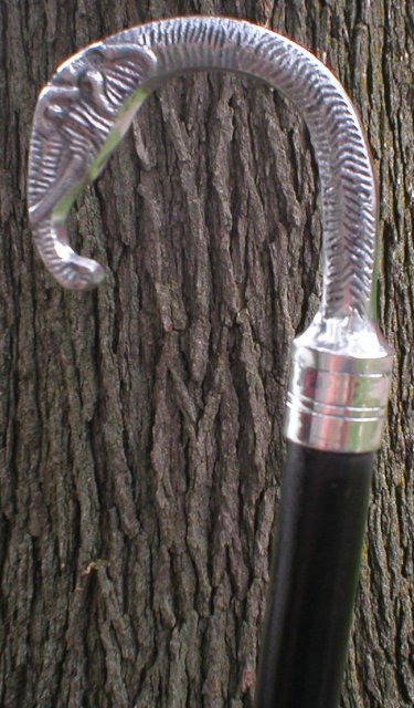 ELEPHANT CANE WALKING STICK ALUMINUM HANDLE E