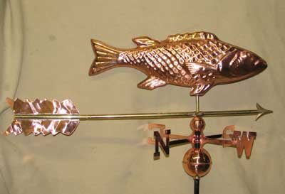 FISH WEATHERVANE POLISHED COPPER BRASS HOME DECK DECOR F