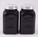 EBONY BLACK SQUARE SALT & PEPPER SHAKERS ONE SET