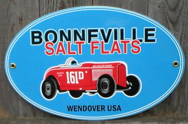 BONNEVILLE SALT FLATS PORCELAIN COAT SIGN