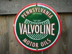 VALVOLINE OIL PORCELAIN-COATED SIGN