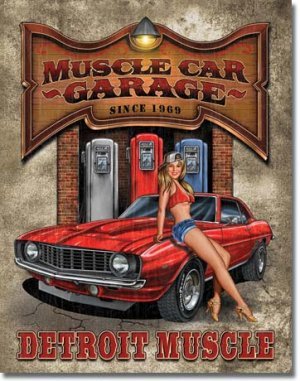 MUSCLE CAR GARAGE RETRO TIN SIGN