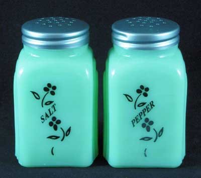 VINES ARCH SALT PEPPER SHAKERS JADE JADITE JADEITE