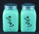 VINES ARCH SALT PEPPER SHAKERS JADE JADITE JADEITE