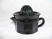 EBONY BLACK GLASS JUICER REAMER SMALL 2 PIECE