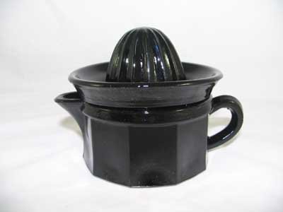 EBONY BLACK GLASS JUICER REAMER SMALL 2 PIECE