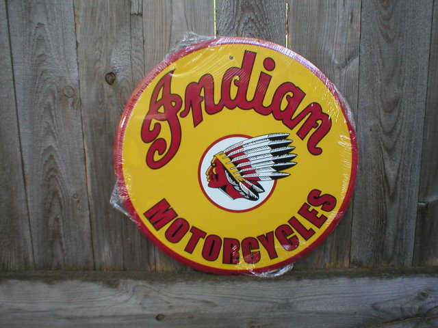 INDIAN MOTORCYCLES ROUND TIN SIGN