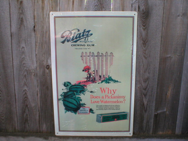BLATZ MILWAUKEE CHEWING GUM TIN SIGN