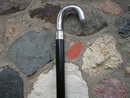 SILVER HANDLE WOOD CANE WALKING STICK CAST ALUMINUM