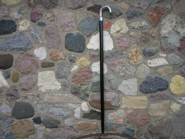 SILVER HANDLE WOOD CANE WALKING STICK CAST ALUMINUM