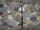 SILVER HANDLE WOOD CANE WALKING STICK CAST ALUMINUM