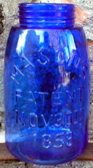 COBALT FRUIT JAR DEPRESSION STYLE GLASSWARE