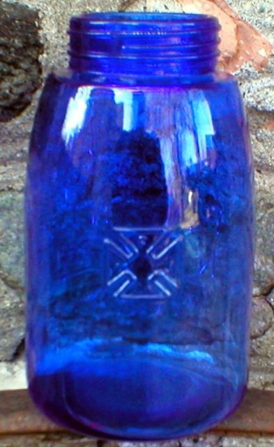 COBALT FRUIT JAR DEPRESSION STYLE GLASSWARE