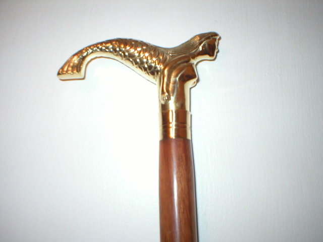 MERMAID WALKING STICK POLISHED BRASS CANE