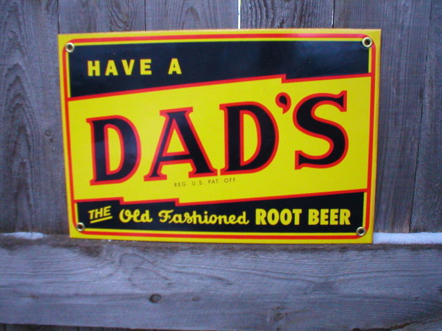 DAD'S ROOT BEER PORCELAIN COATED SIGN
