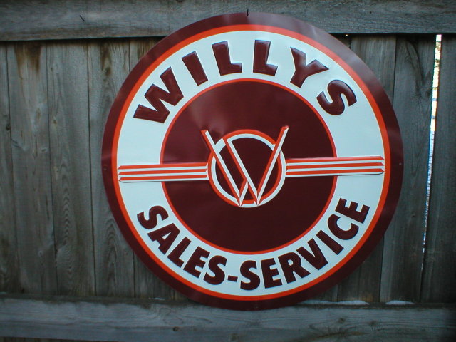 WILLYS SALES SERVICE RETRO TIN METAL SIGN