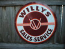 WILLYS SALES SERVICE RETRO TIN METAL SIGN