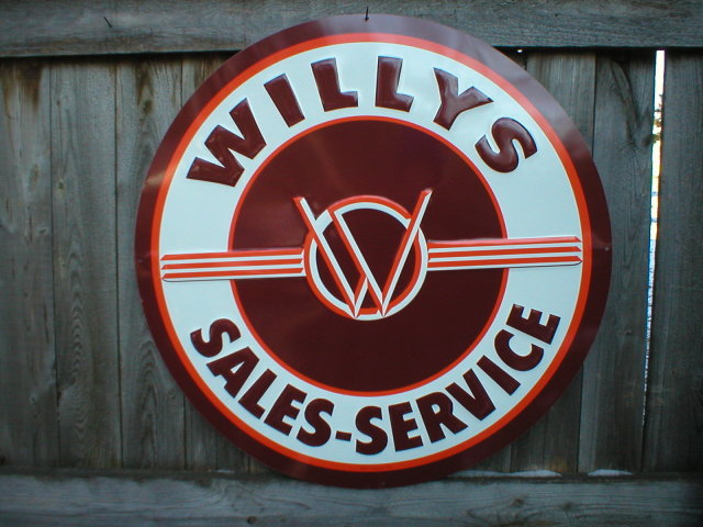 WILLYS SALES SERVICE RETRO TIN METAL SIGN