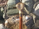 WALKING STICK CANE BRASS COBRA HEAD SNAKE HANDLE