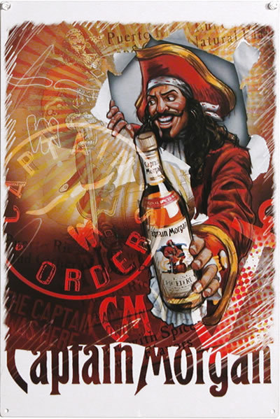 METAL CAPTAIN MORGAN RUM CAPTAINS ORDERS TIN SIGN