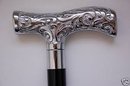 VICTORIAN CANE nickel walking stick Silver