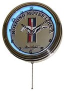 FORD MUSTANG BLUE NEON WALL CLOCK 15.5
