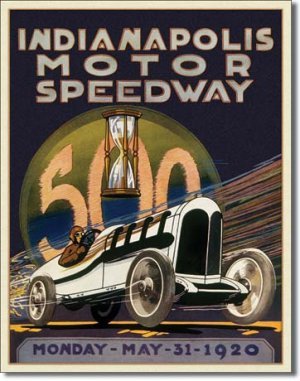 INDIANAPOLIS MOTOR SPEEDWAY 1920 TIN METAL SIGN
