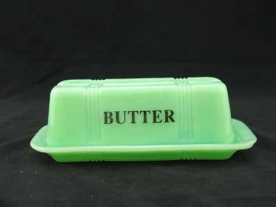 RECTANGULAR STICK BUTTER DISH JADITE JADE JADEITE 2 PIECE