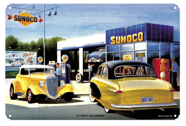 FLY WITH THE ARROW SUNOCO RETRO METAL SIGN
