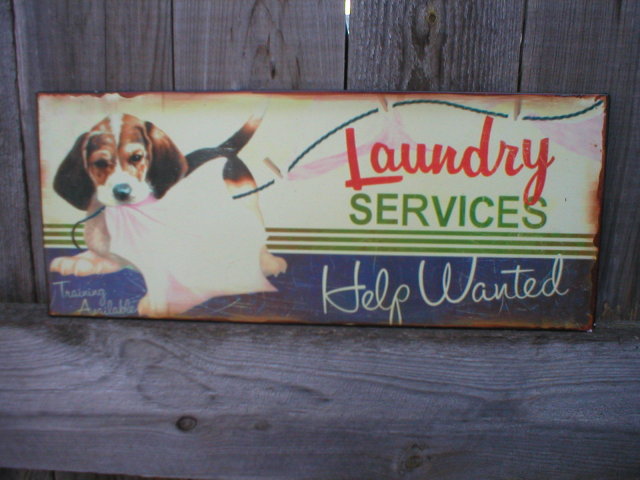 LAUNDRY SERVICES TIN SIGN HELP WANTED
