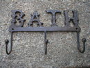 3 HOOK BATH COATRACK CAST IRON