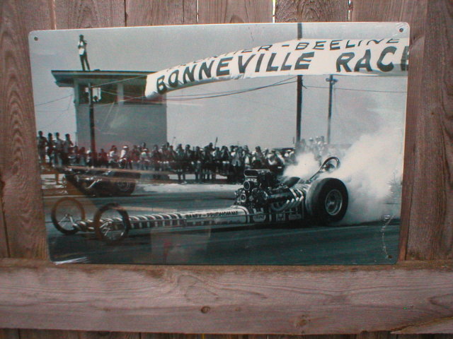 BONNEVILLE PRUDHOMME BURNOUT HEAVY STEEL SIGN