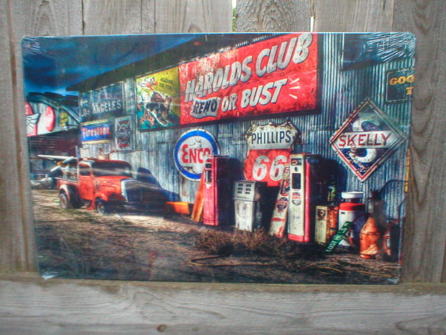 OUTSIDE THE OLD GARAGE HEAVY STEEL SIGN