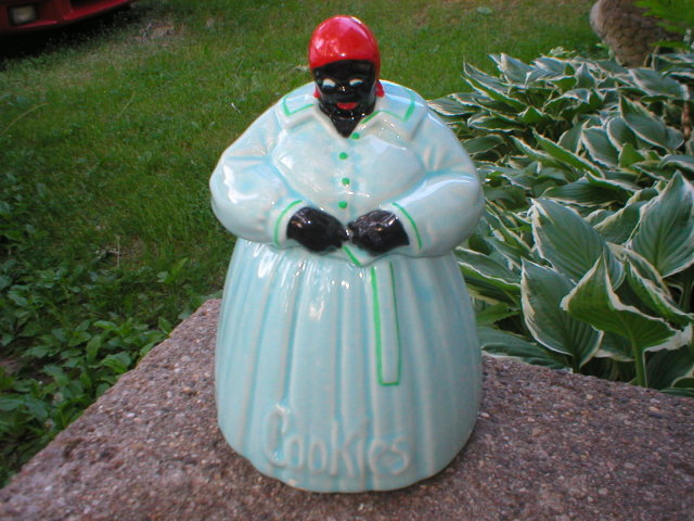 AUNT JEMIMA MAMMY McCOY COOKIE JAR LIGHT BLUE
