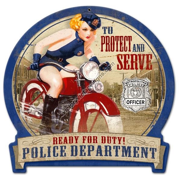 POLICE DEPARTMENT HEAVY METAL SIGN
