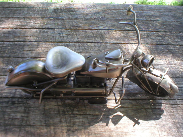 BRUSHED CHROME TIN METAL MOTORCYCLE