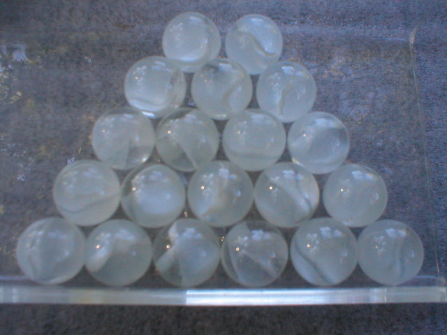 WHITE CAT EYE SHOOTER MARBLES TWO POUNDS ONE INCH