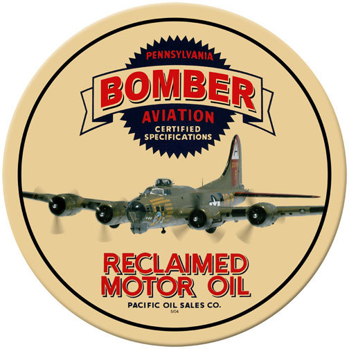 BOMBER RECLAIMED MOTOR OIL HEAVY METAL SIGN