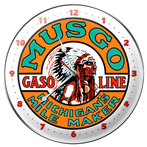 MUSGO GASOLINE ROUND METAL CLOCK