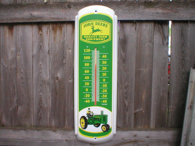 JOHN DEERE METAL THERMOMETER SIGN