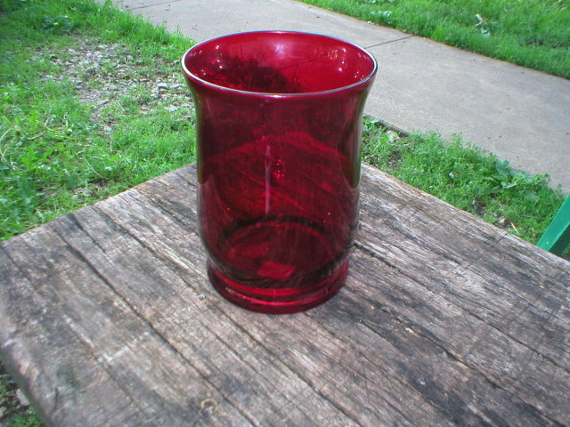 RUBY RED GLASS JAR VASE